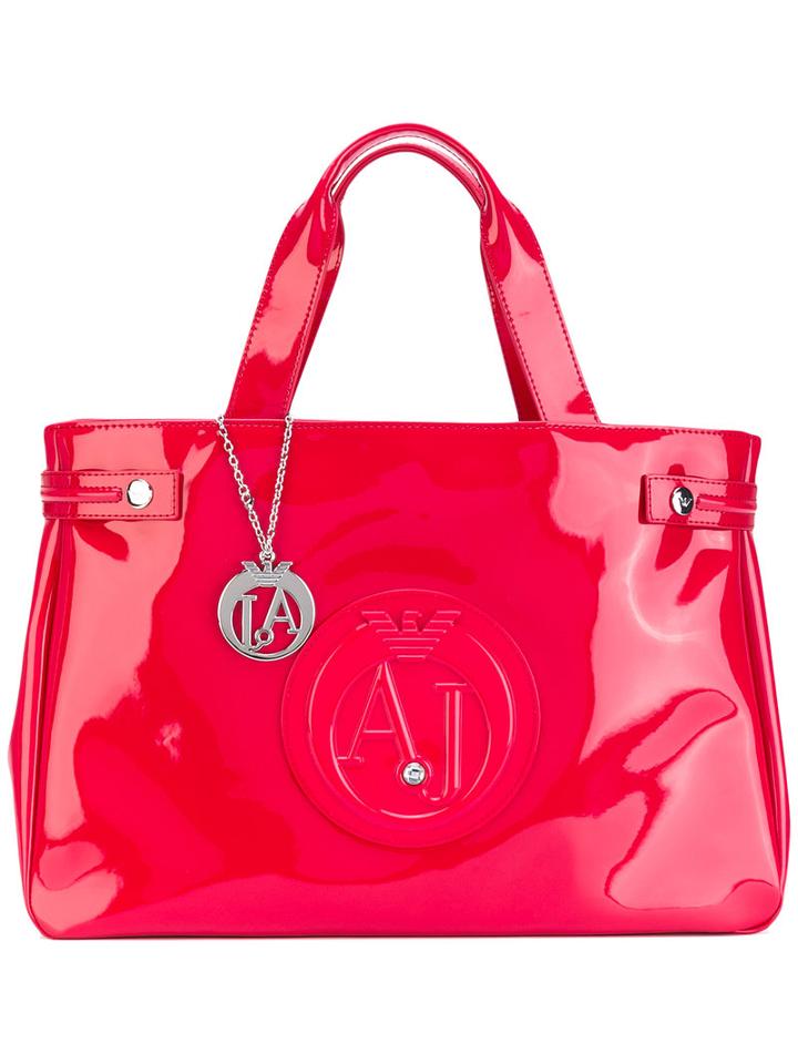 Armani Jeans - Logo Embossed Tote - Women - Pvc - One Size, Pink/purple, Pvc