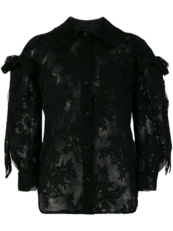Simone Rocha Ruffle Bow Shirt - Black