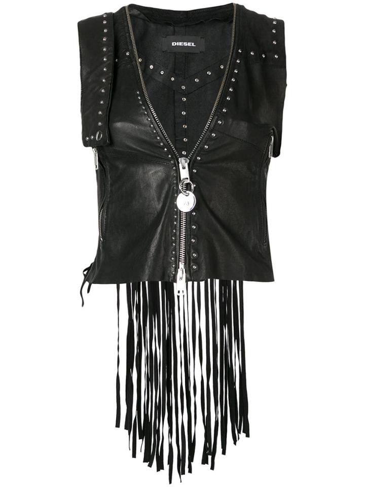 Diesel Leather Vest - Black