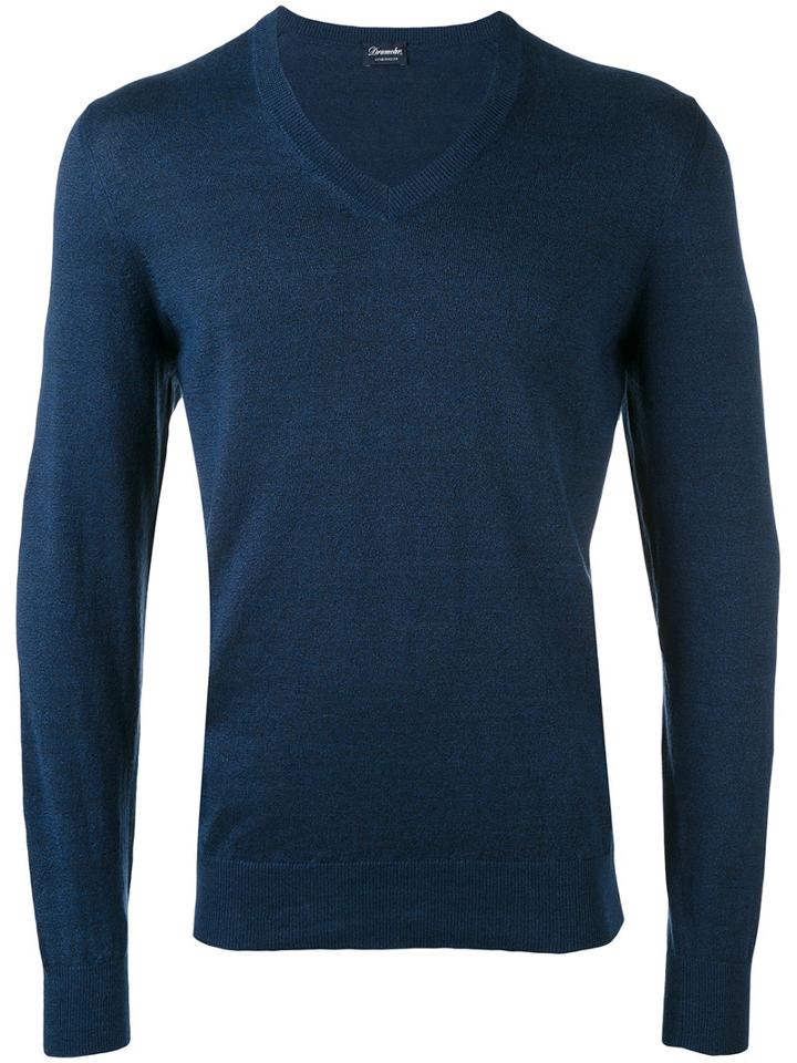Drumohr - V-neck Jumper - Men - Linen/flax/polyamide - 50, Blue, Linen/flax/polyamide
