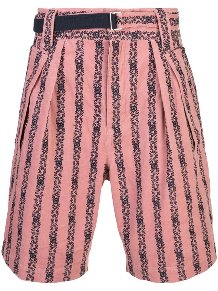 Sacai Floral Embroidered Shorts - Pink