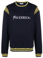 Jw Anderson Stripe Detail Logo Sweatshirt - Blue