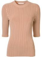 Dion Lee Ribbed Knit Fitted Top - Brown