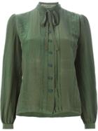 Jean Louis Scherrer Vintage Pussy Bow Shirt - Green