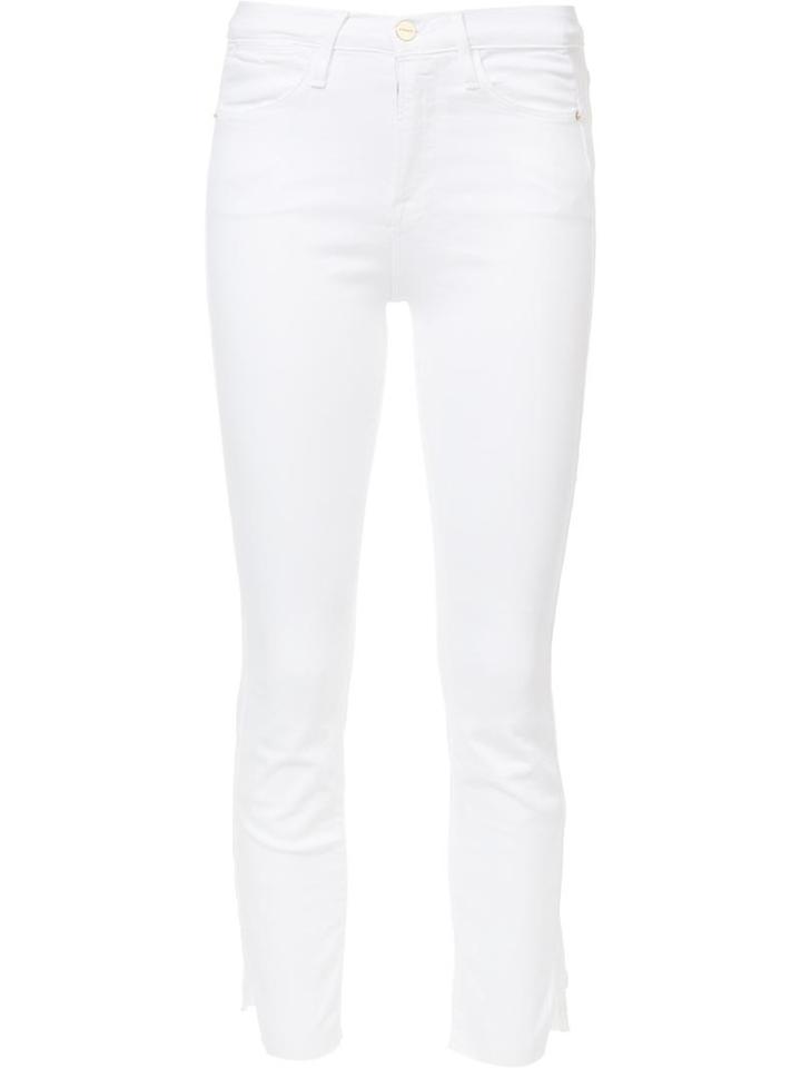 Frame Denim High-rise Cropped Jeans, Women's, Size: 24, White, Cotton/polyester/spandex/elastane