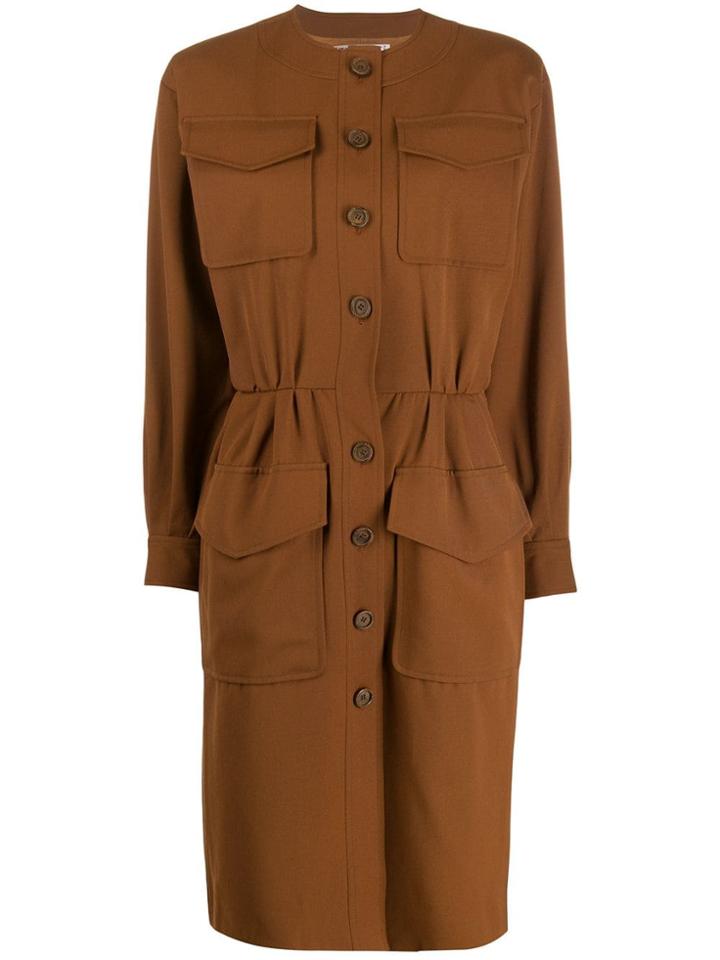 Yves Saint Laurent Pre-owned '1980s Round Neck Dress - Brown