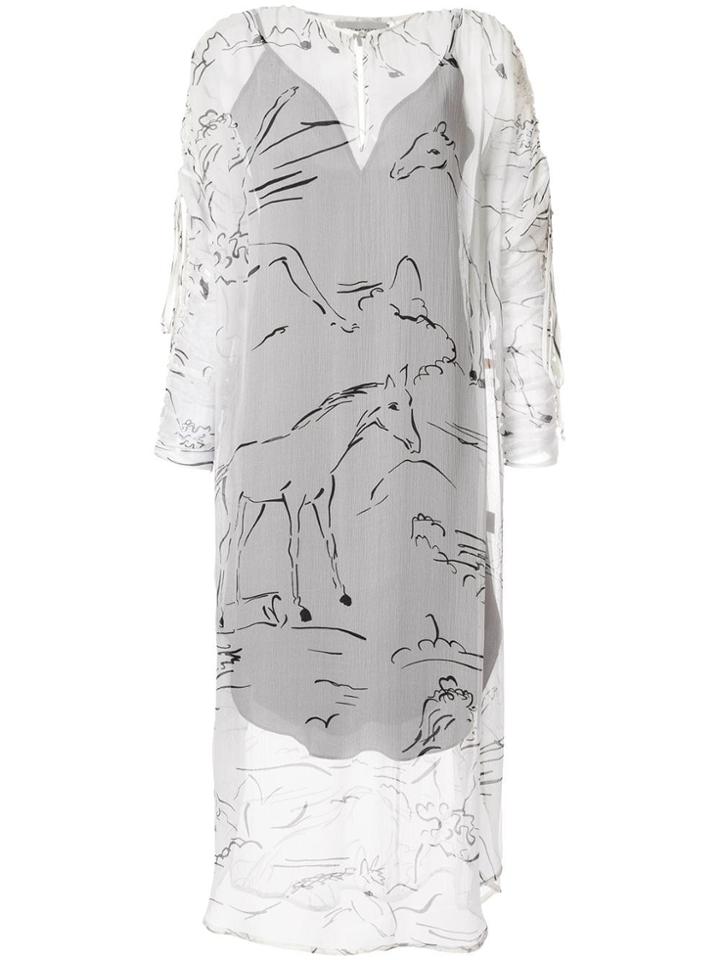 Lee Mathews Gypsy Silk Channel Dress - White
