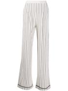 Barrie Striped Cashmere Wide-leg Trousers - White