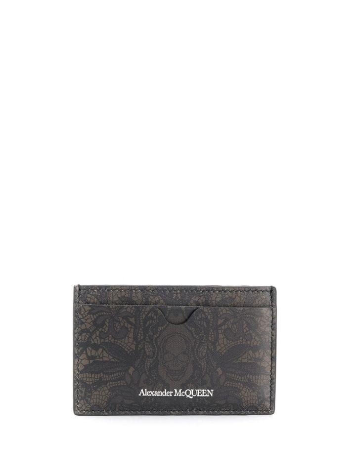 Alexander Mcqueen Skull-print Card Holder - Brown