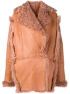 Drome Short Shearling Coat - Brown