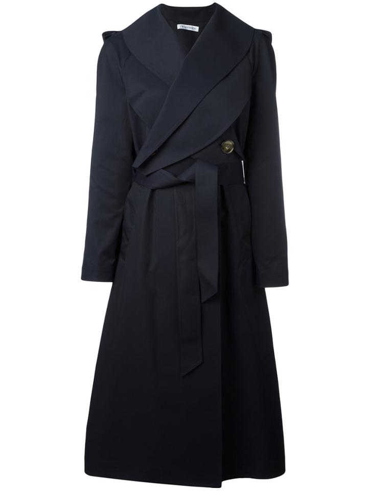 Jw Anderson Crossed Front Belted Coat - Blue