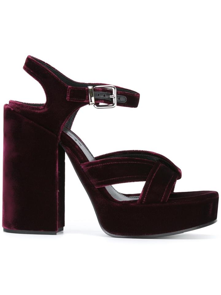 Jil Sander Velvet Sandals - Red