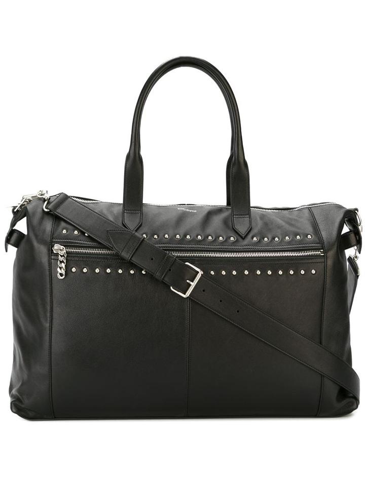 Saint Laurent Studded Holdall, Black, Calf Leather