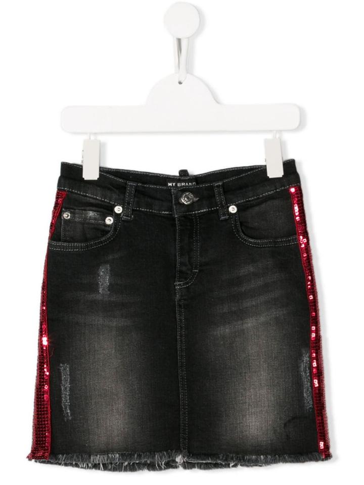 My Brand Kids Teen Sequinned Stripe Skirt - Black