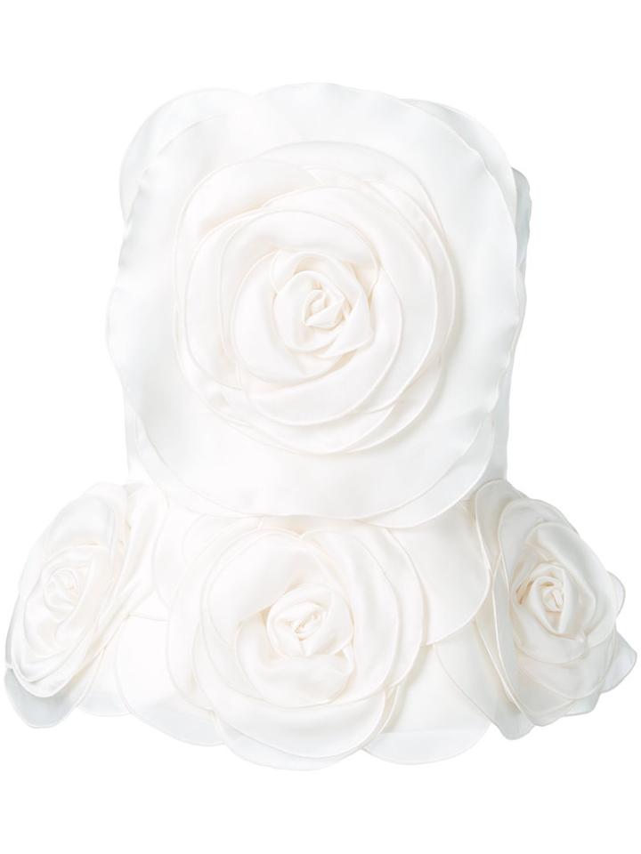 Isabel Sanchis - Peplum Floral Bustier - Women - Silk/viscose - 40, White, Silk/viscose