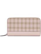 Burberry Small Scale Check And Leather Ziparound Wallet - Pink &