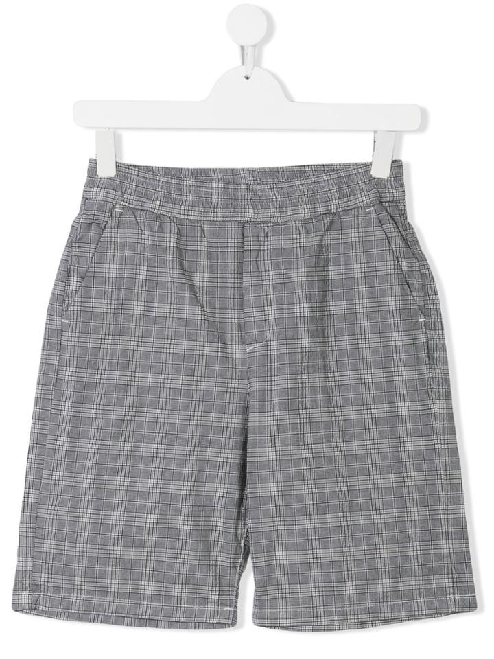 Paolo Pecora Kids Teen Check Shorts - Grey