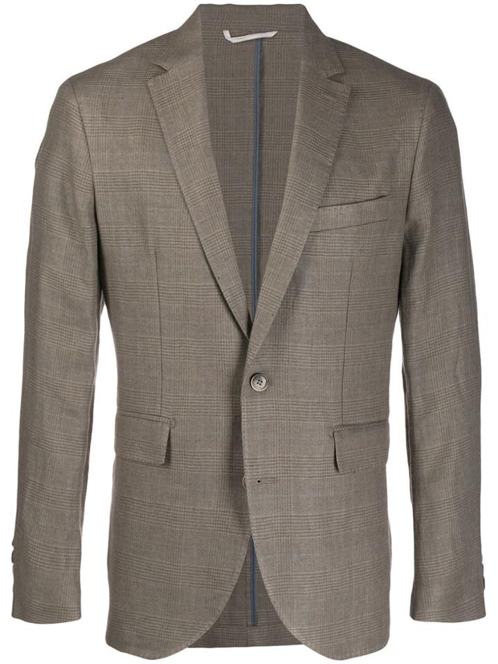 Hackett Checked Single-breasted Blazer - Brown
