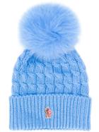 Moncler Grenoble Pom-pom Cable Knit Hat - Blue