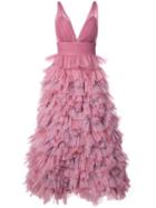 Marchesa Notte Ruffled A-line Gown - Pink & Purple