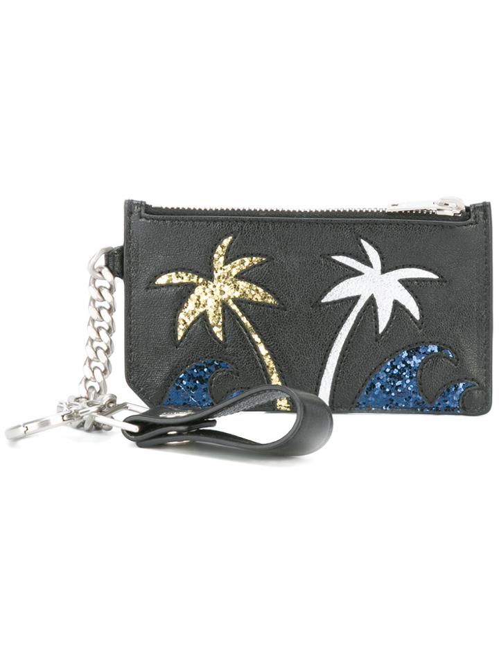 Saint Laurent Paris Fragments Sea, Sex & Sun Keyring Zip Pouch - Black