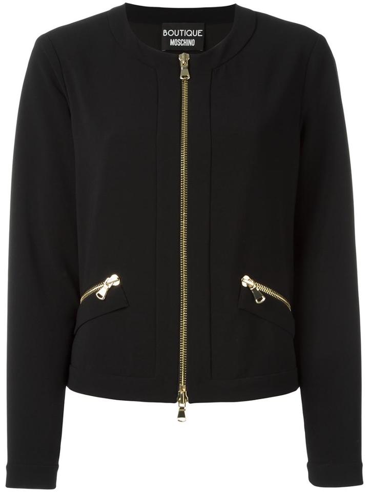 Boutique Moschino Zipped Jacket, Women's, Size: 46, Black, Polyester/other Fibers