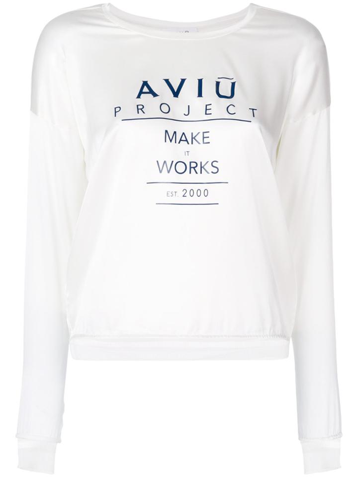 Aviù Satin Logo Sweatshirt - White