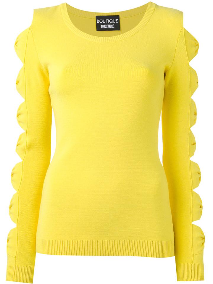 Boutique Moschino Cut-out Bow Jumper, Women's, Size: 42, Yellow/orange, Polyester/rayon