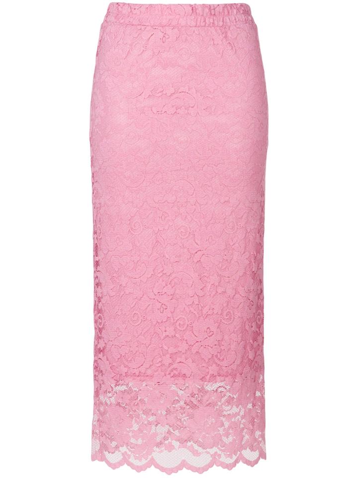 Ganni Fitted Lace Skirt - Pink & Purple
