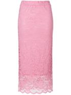 Ganni Fitted Lace Skirt - Pink & Purple