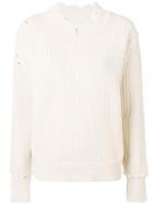 Helmut Lang Ribbed V-neck Jumper - Nude & Neutrals