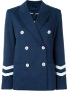 Steve J & Yoni P Double Breasted Sailor Jacket, Women's, Size: L, Blue, Cotton/polyester