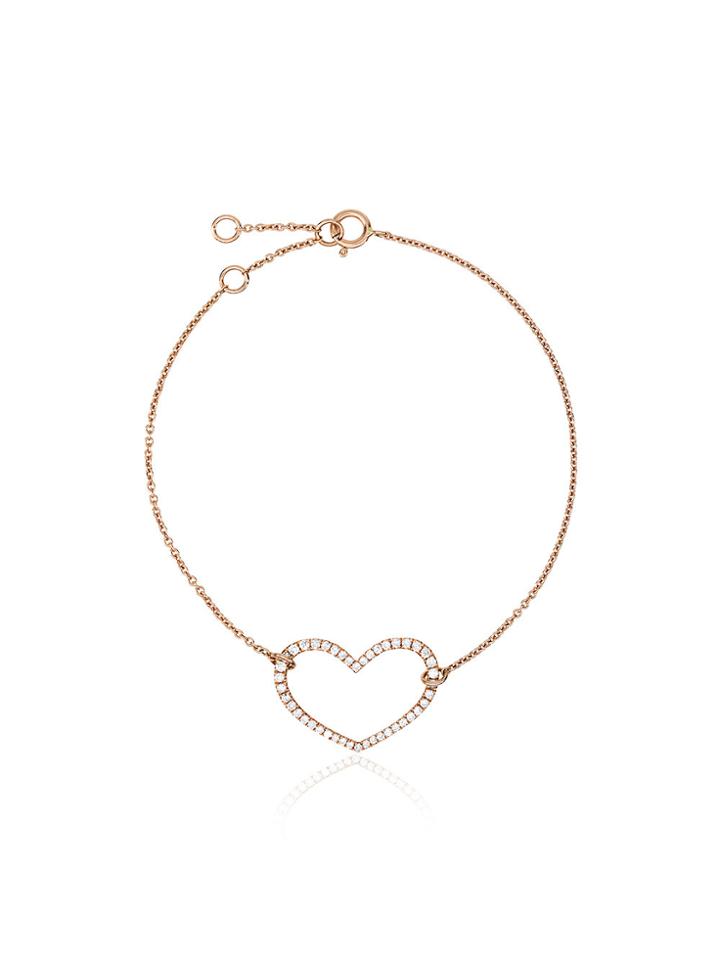 Rosa De La Cruz 18k Rose Gold Diamond Heart Bracelet - Metallic