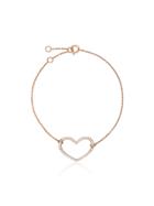 Rosa De La Cruz 18k Rose Gold Diamond Heart Bracelet - Metallic