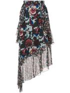 Anna Sui Floral Print Asymmetric Skirt - Blue