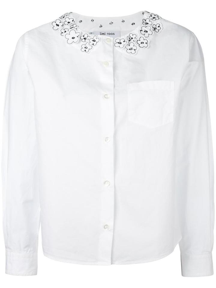 Jimi Roos Flower Appliqué Shirt, Women's, Size: Medium, White, Cotton