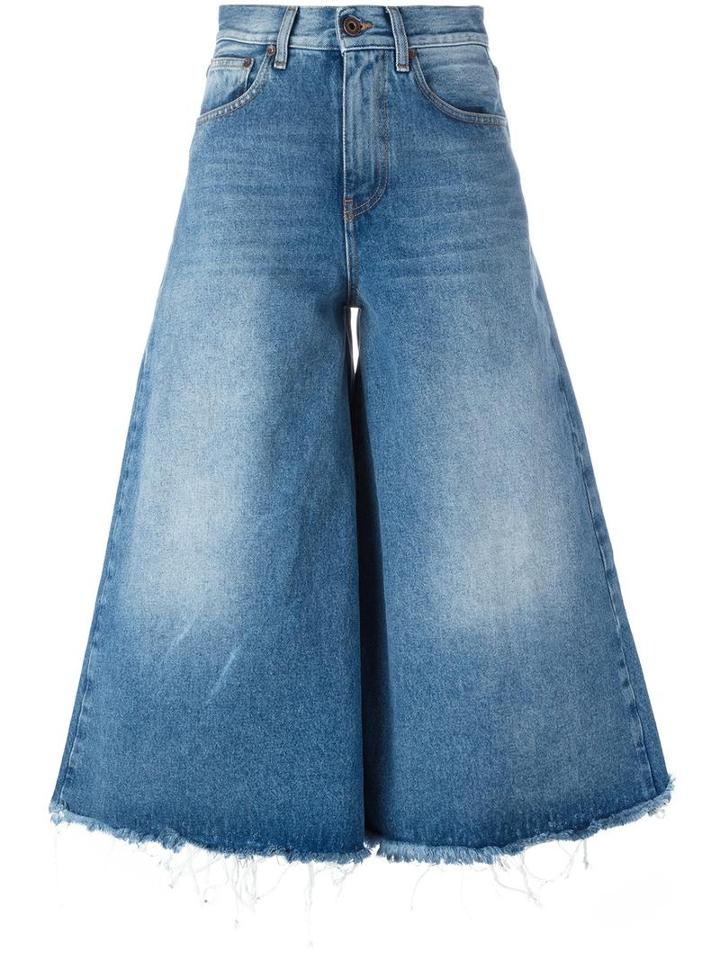 Off-white Flared Cropped Jeans, Women's, Size: 27, Blue, Cotton/polyester