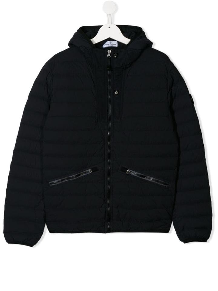 Stone Island Junior Teen Hooded Puffer Jacket - Blue
