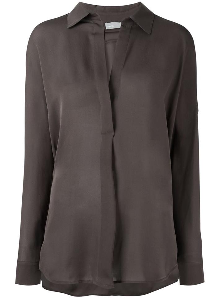 Vince Classic Button Down Shirt, Women's, Size: Xs, Brown, Silk