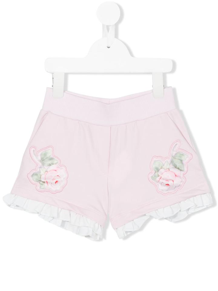 Monnalisa Rose Appliqué Shorts, Girl's, Size: 6 Yrs, Pink/purple