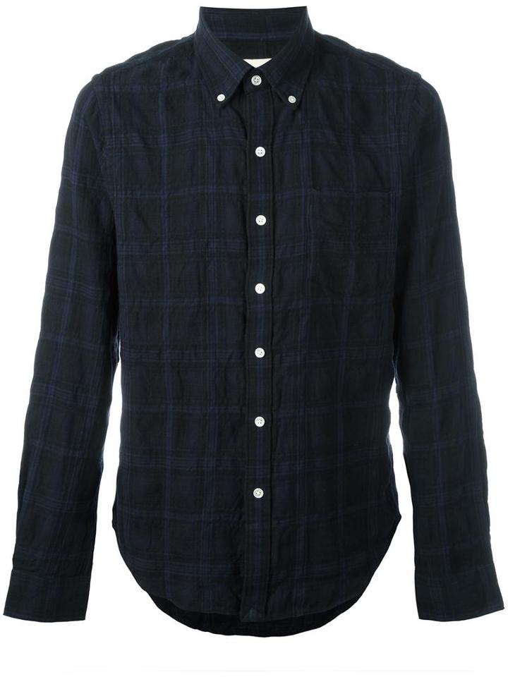 Bellerose Plaid Button Down Shirt, Men's, Size: Medium, Blue, Cotton/wool