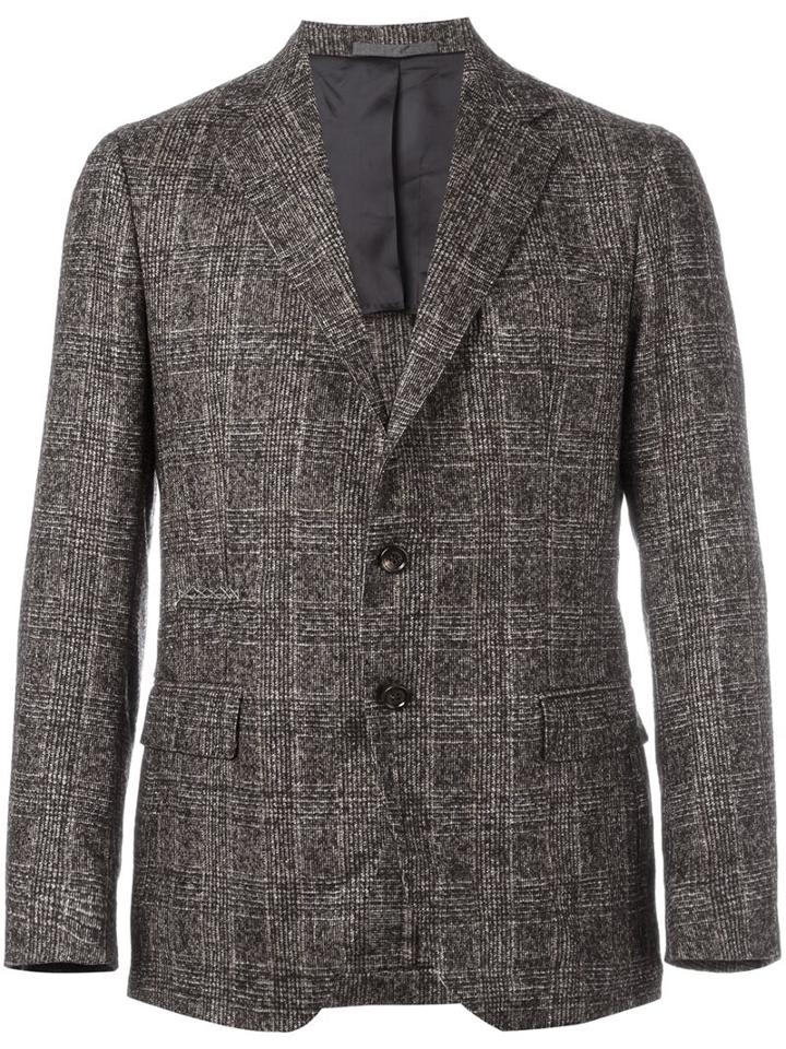 Eleventy Checked Blazer, Men's, Size: 50, Black, Polyamide/viscose/wool/alpaca