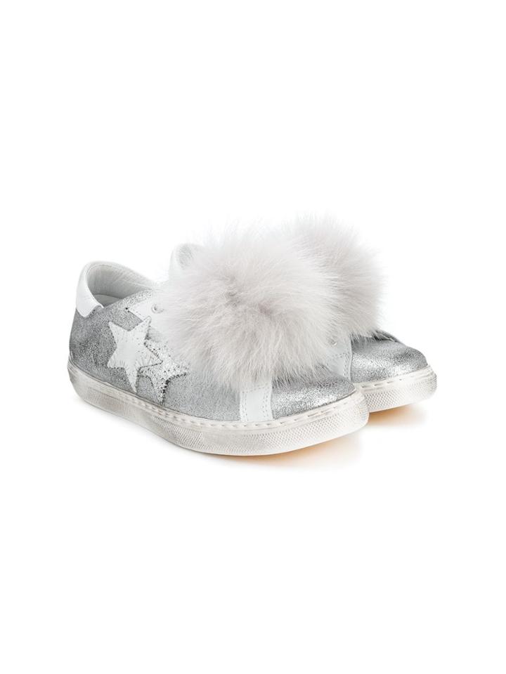 2 Star Kids Teen Pompom Sneakers - Grey