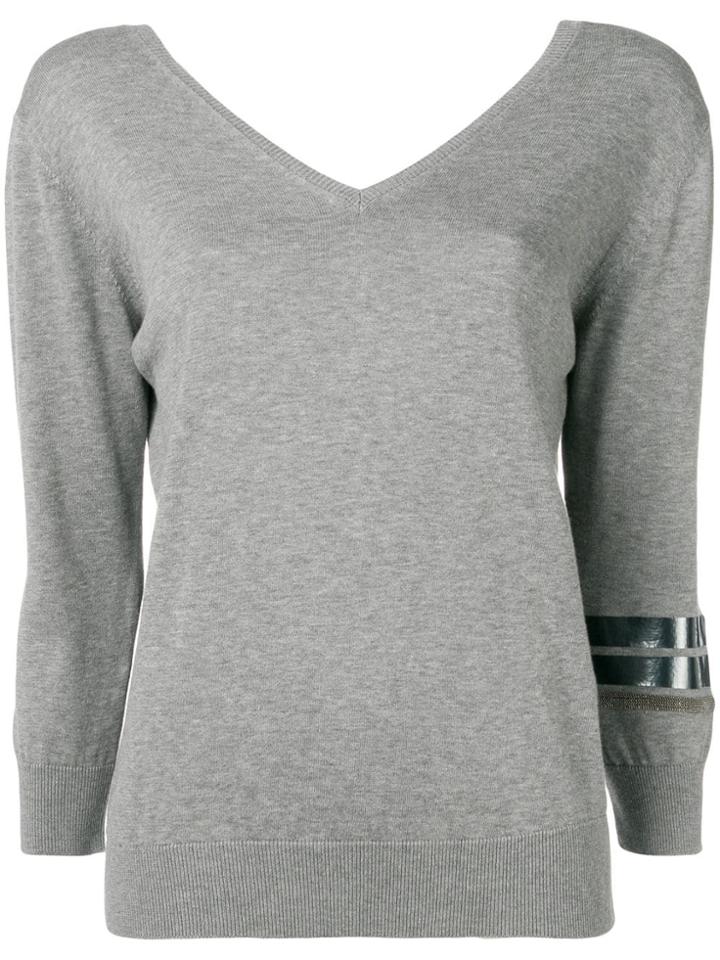Fabiana Filippi V Neck Jumper - Grey