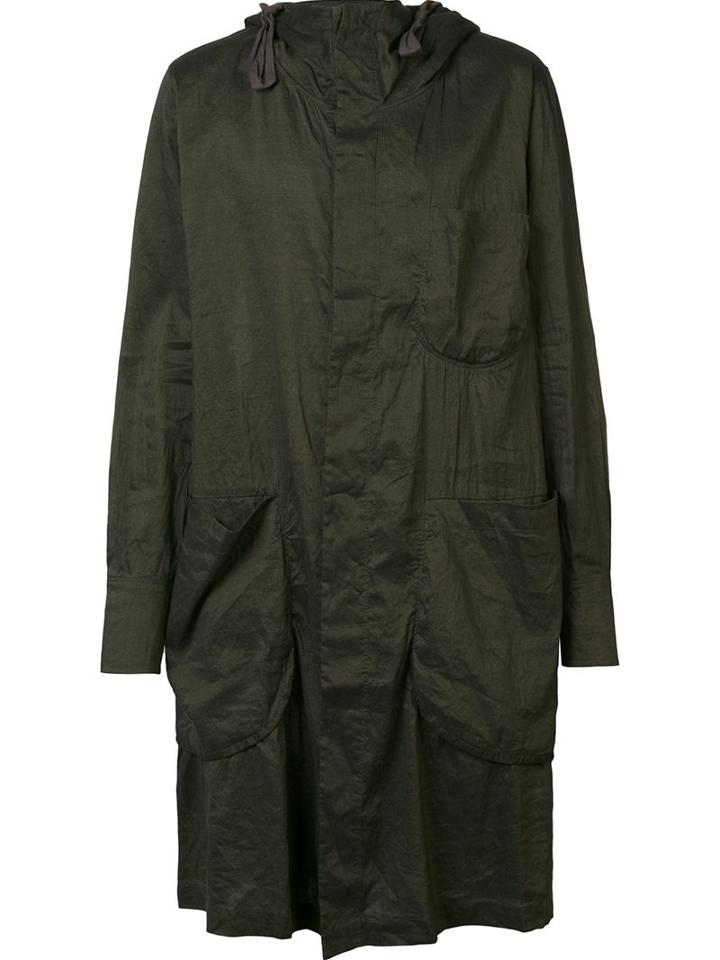 Ziggy Chen Hooded Parka, Men's, Size: 54, Green, Cotton/ramie/cashmere