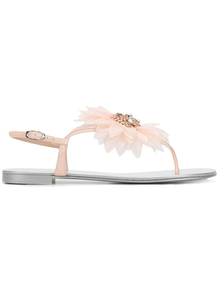 Giuseppe Zanotti Design Embellished Flower Sandals - Nude & Neutrals