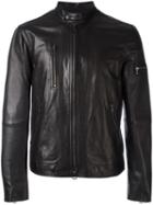 John Varvatos Stand Collar Jacket, Men's, Size: 46, Black, Lamb Skin