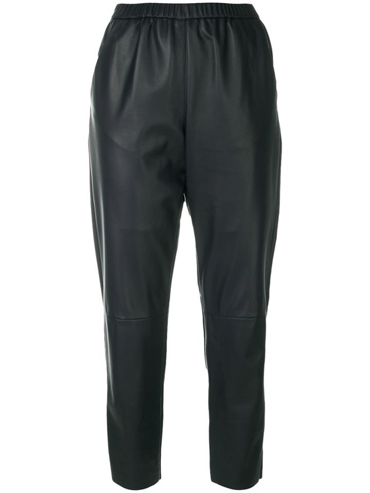 Drome Cropped Leather Trousers - Blue