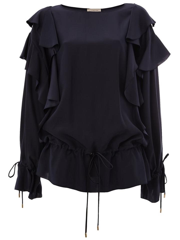 Lanvin Ruffled Sleeve Blouse, Women's, Size: 34, Blue, Silk