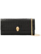 Alexander Mcqueen Snakeskin Effect Skull Detail Clutch - Black